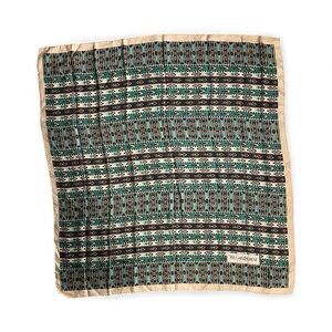 Vintage Yves Saint Laurent Silk Scarf — Teal & Rust Geometric Print